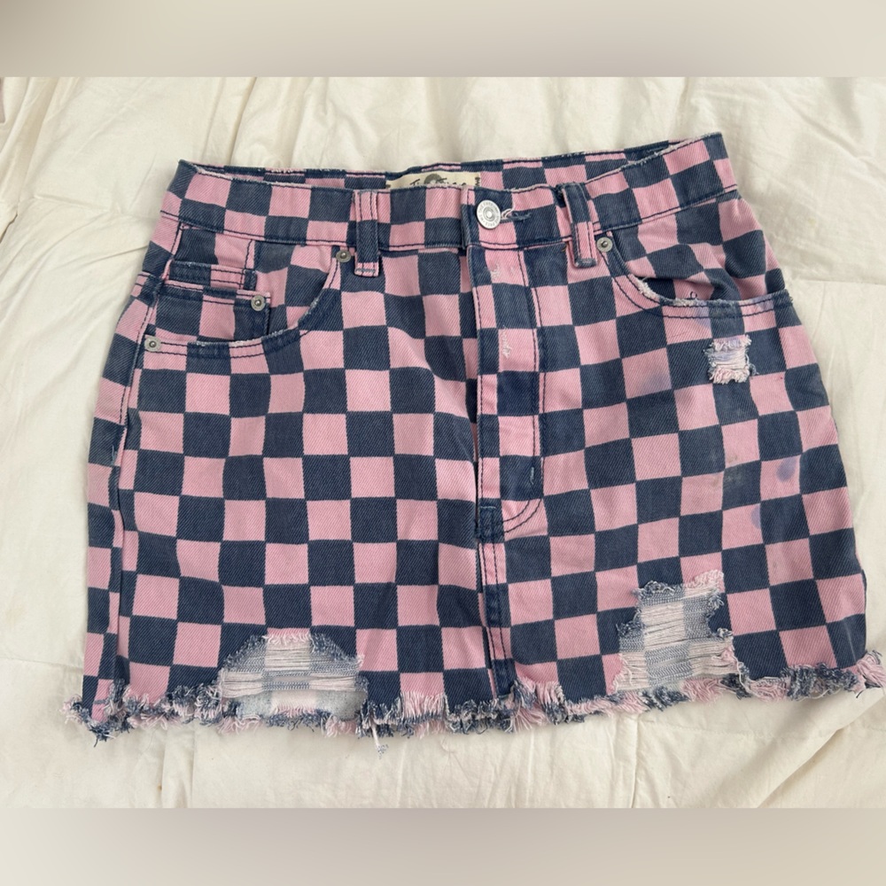 Free People Checkered Mini Skirt